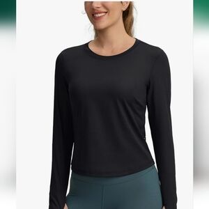 Long Sleeve Workout Black Long Sleeve Top Athletic Running